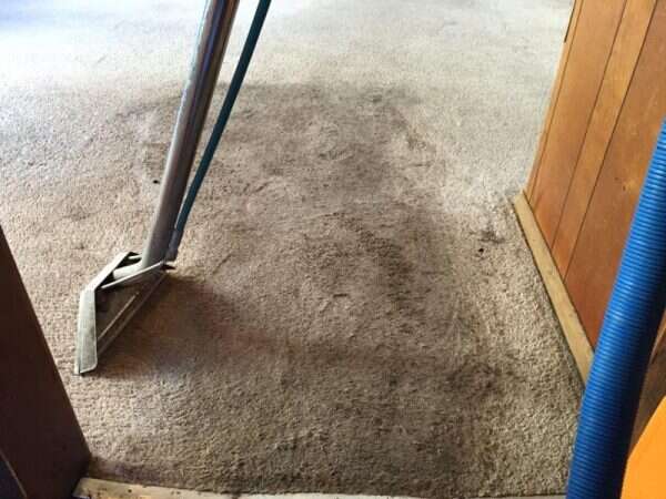 Worn carpet example in a house